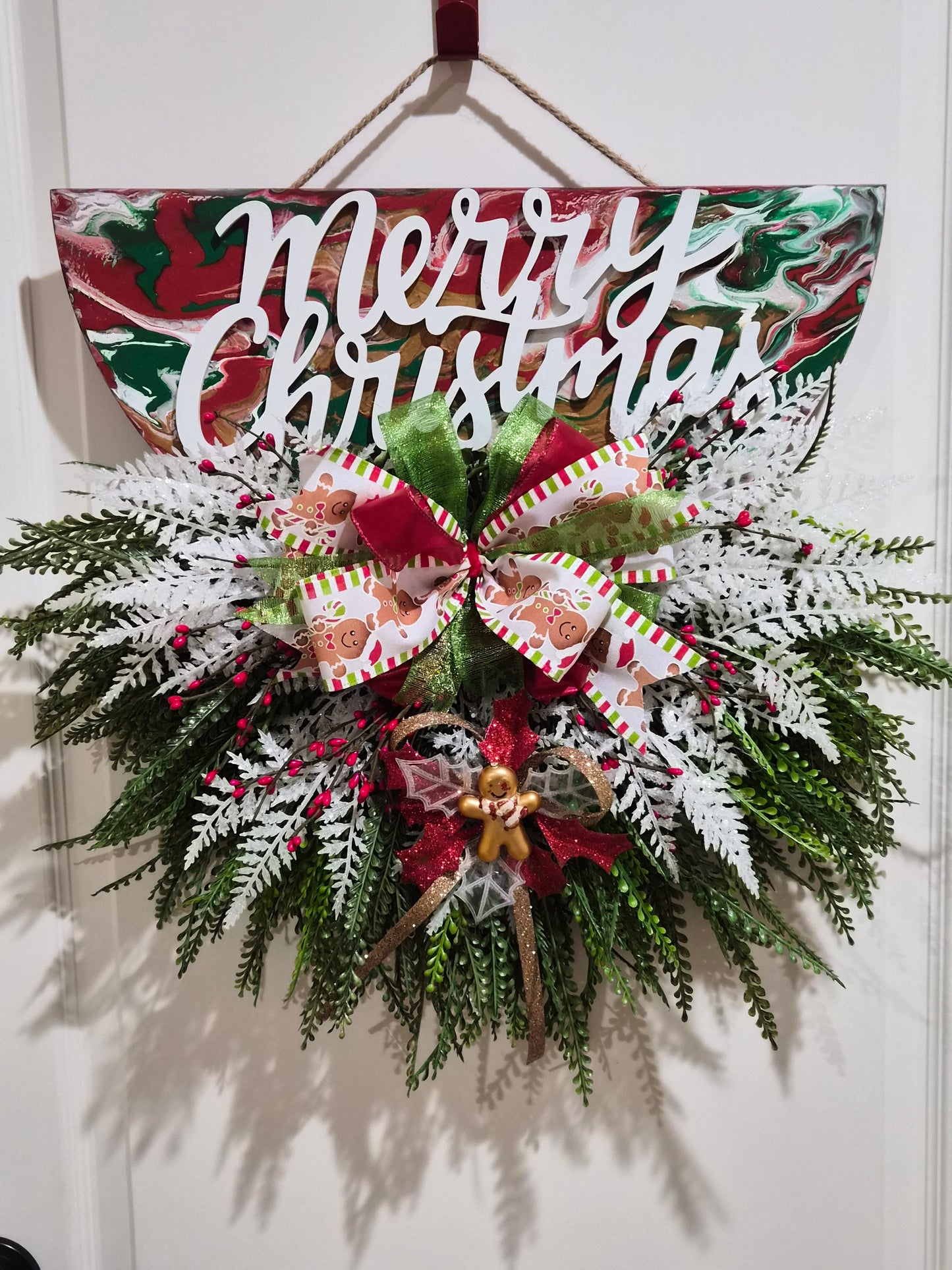 Merry Christmas Door Hanger – Gingerbread & Holiday Magic Edition