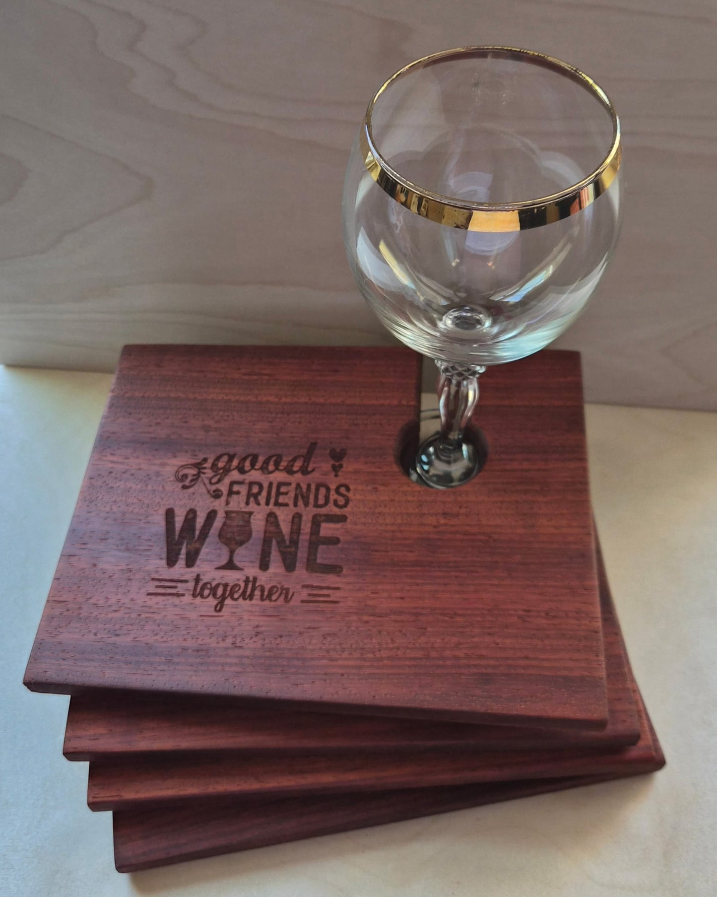 Good Friends Wine Together - Wine Glass Charcuterie Board Set – 4 Pieces