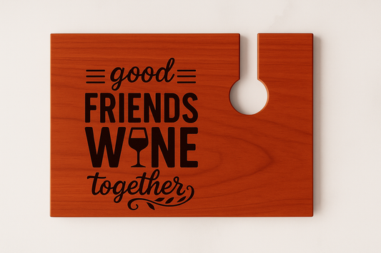 Good Friends Wine Together - Wine Glass Charcuterie Board Set – 4 Pieces